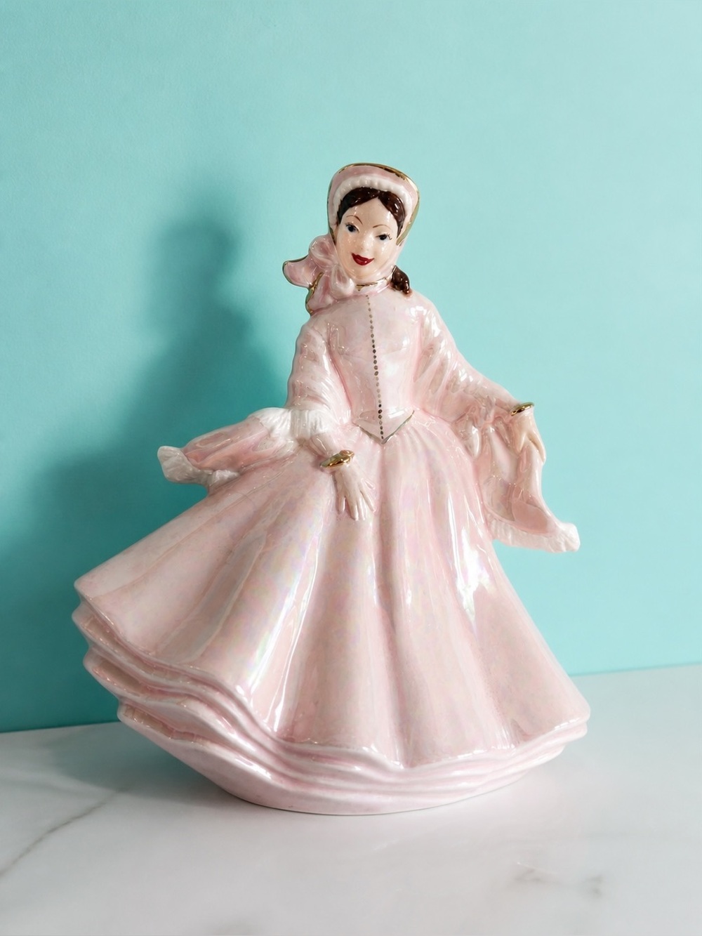 Vintage Ceramic Studio Pink Dress Beautiful Lady Figurine